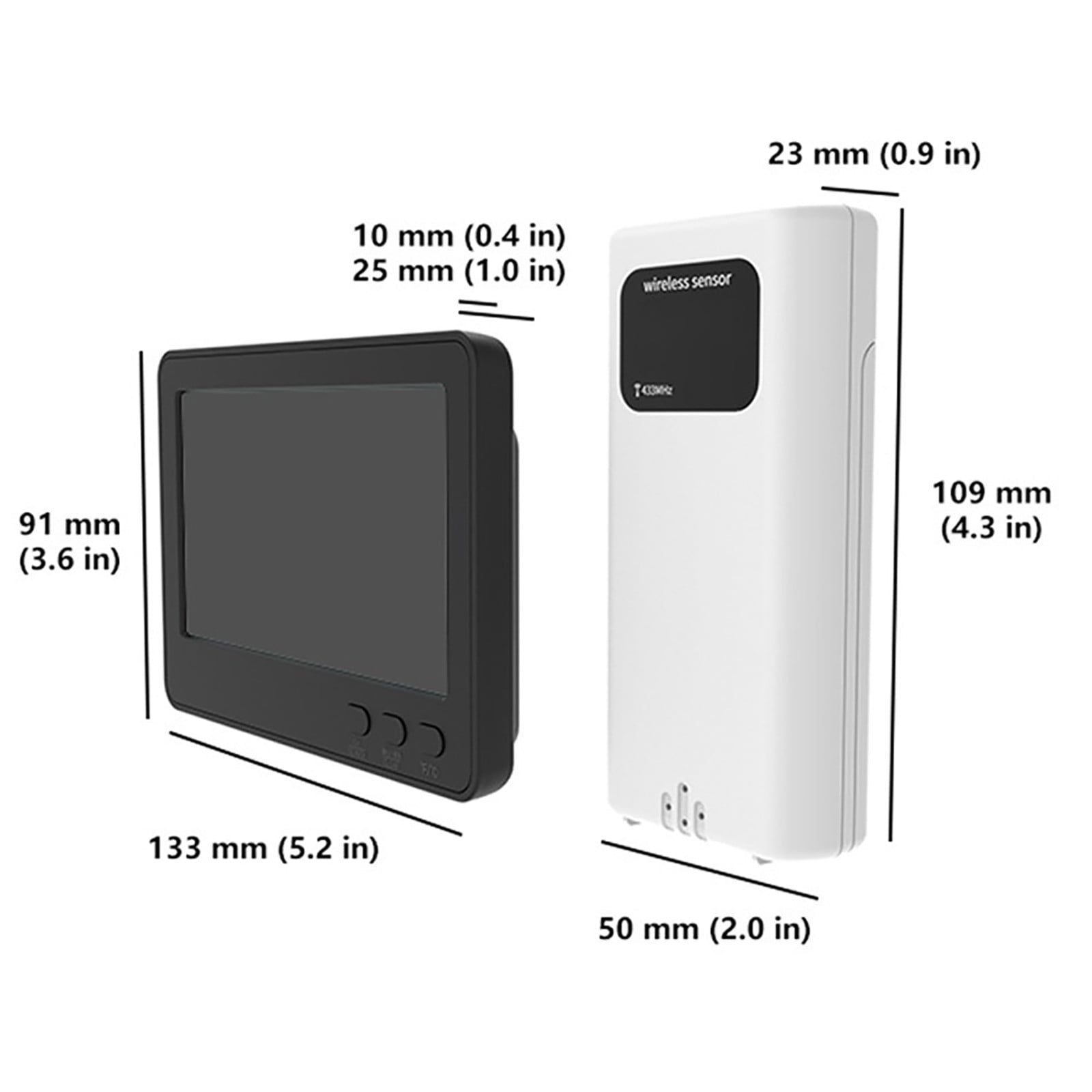 Wireless Indoor Outdoor Weather Station With 433MHz Remote Sensor, LCD Backlit Hygrometer Temperature Humidity Barometric Pressure Monitor; 328ft Range, 24‑Hour High Low Records, Desktop Or Wall Use