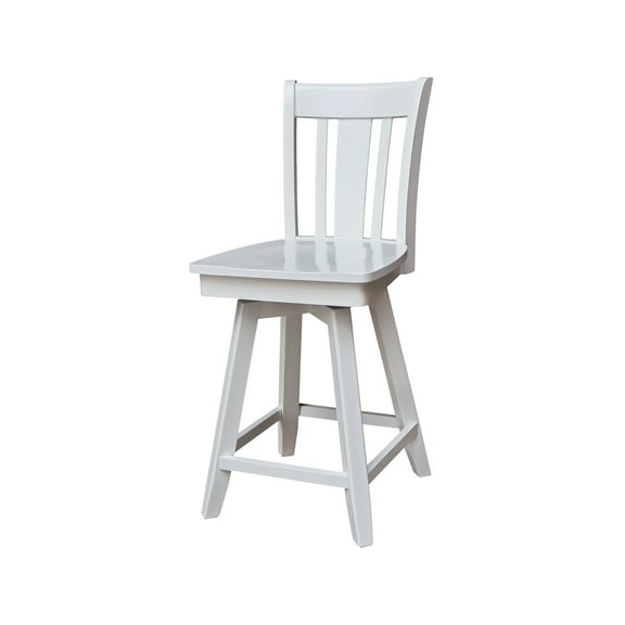 San Remo Counter Height Wood Stool with 24 in H Swivel Seat in White