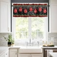 thumbnail image 3 of Merry Christmas Kitchen Curtains and Valances Set, Red Xmas Balls Poinsettia Black Red Plaid Rod Pocket Window Valance Window Curtain Panels for Living Room Bedroom Laundry, 27.5x24in, 3 Pieces, 3 of 7