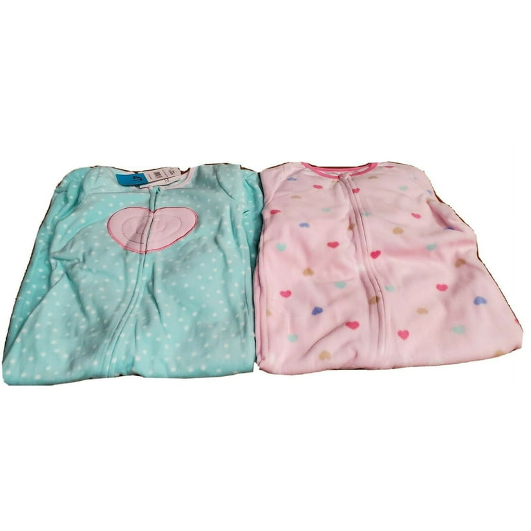 absorba 2 Pack Blanket Sleeper Mint Hearts 4T Pajamas Footed Set