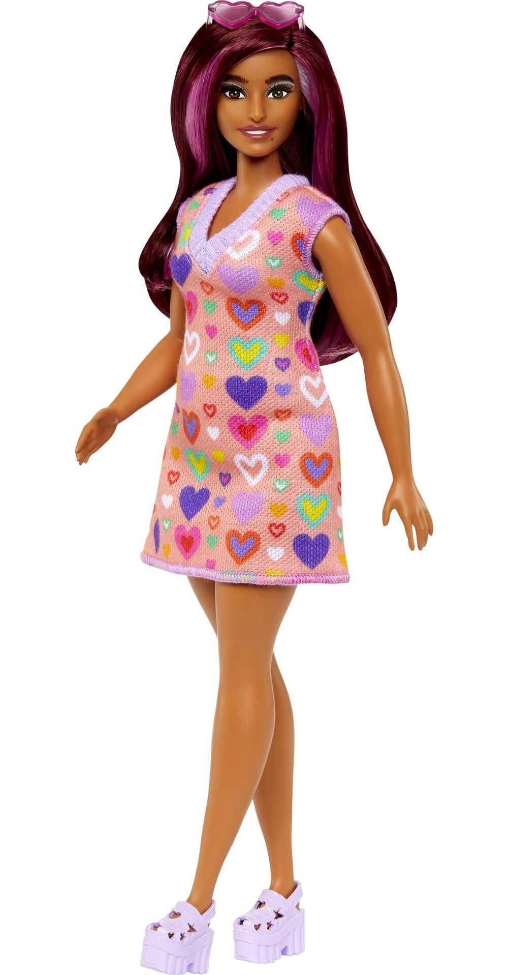 Barbie Fashionistas Doll #207 with Pink-Streaked Hair and Heart Dress ...