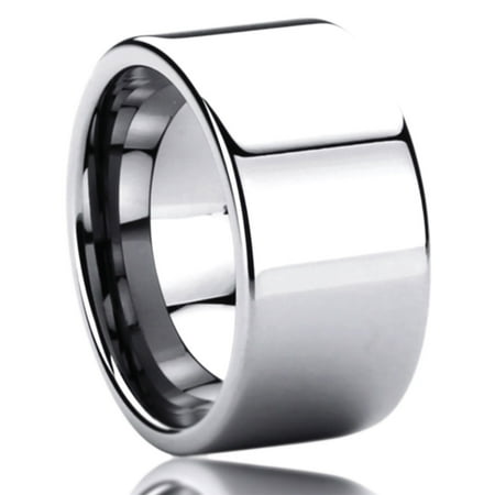 - Men's 12MM Titanium Comfort Fit Wedding Band Ring Flat Top Wide Men's Band Ring (8 to 14)