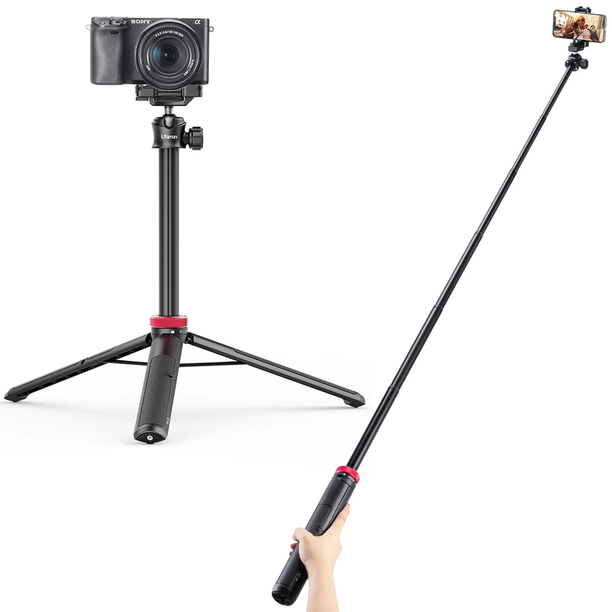 Ulanzi MT-44 Extendable Vlog Tripod for Camera and Smartphone, Black