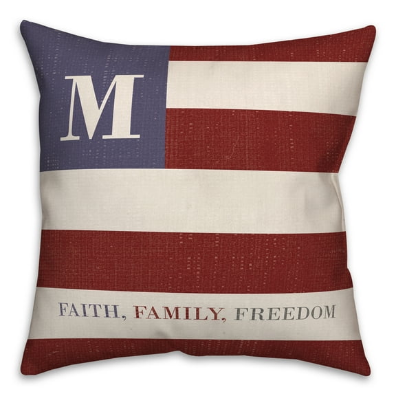 Creative Products Faith Family Freedom Monogram Flag M 18x18 Spun Poly Pillow
