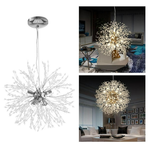 Candelabros de cristal modernos, accesorios de iluminación de techo, candelabro de 8 luces, luz colgante para dormitorio, vestíbulo, pasillo, entrada, , Plata 8Cabeza Plata 1