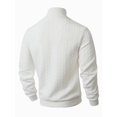thumbnail image 5 of Men'S Mock Neck Vertical Cable Knit Long Sleeve Pullover Sweater White XXXL, 5 of 7