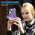 thumbnail image 4 of ELEHOLD Case for iPhone 13, Shockproof Slim Magnetic Leather Case, Compatible with MagSafe Accessories,Purple, 4 of 5