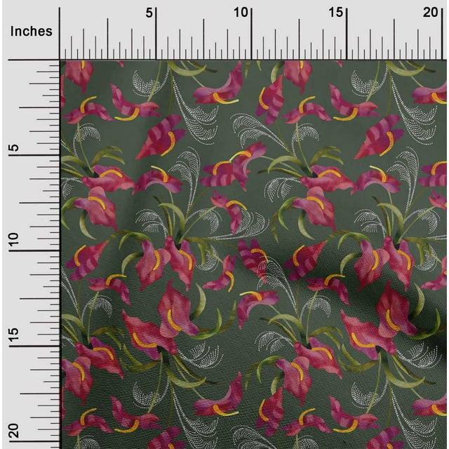 oneOone Silk Tabby Fabric Laceleaf Leaves Sashiko Printed Craft Fabric BTY 42 Inch Wide