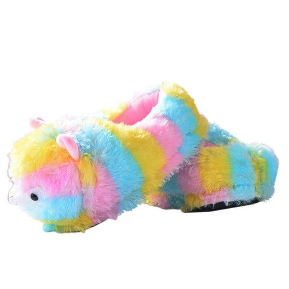 OOKWE Multicolor Alpaca Slippers Plush Sherpa Toy Llama Novelty PJ Shoes for Women