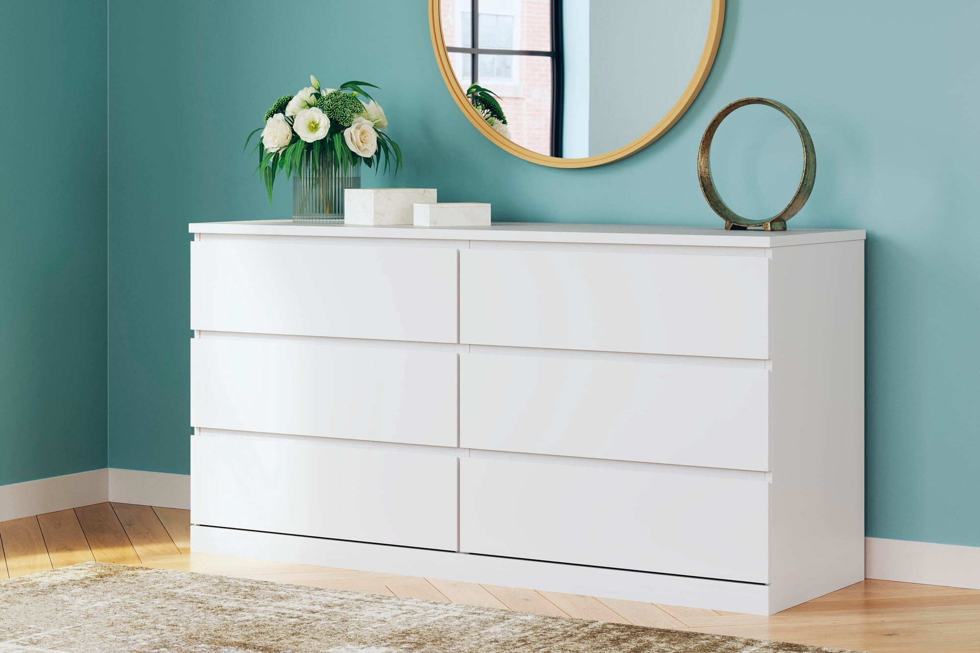 Signature Design by Ashley Onita Modern 6 Drawer Dresser, White