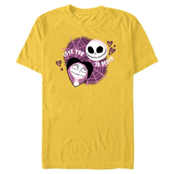 Disney The Nightmare Before Christmas Love You To Death - Short Sleeve Blended T-Shirt for Adults - Customized-Yellow