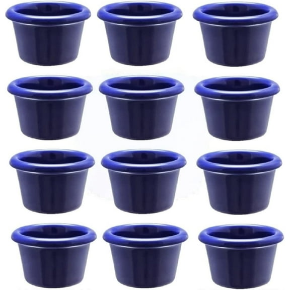 Truecraftware – Set of 12- Smooth Ramekin 3 oz. Cobalt Blue Color Melamine - Individual Condiments Ramekins Portion Dipping Sauce