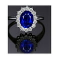 thumbnail image 3 of Jewelrypalace Princess Diana Kate Middleton Class Gemstone Birthstone Blue Sapphire Halo Statement Engagement Rings for Women, 14K Gold Plated 925 Sterling Silver 7, 3 of 7