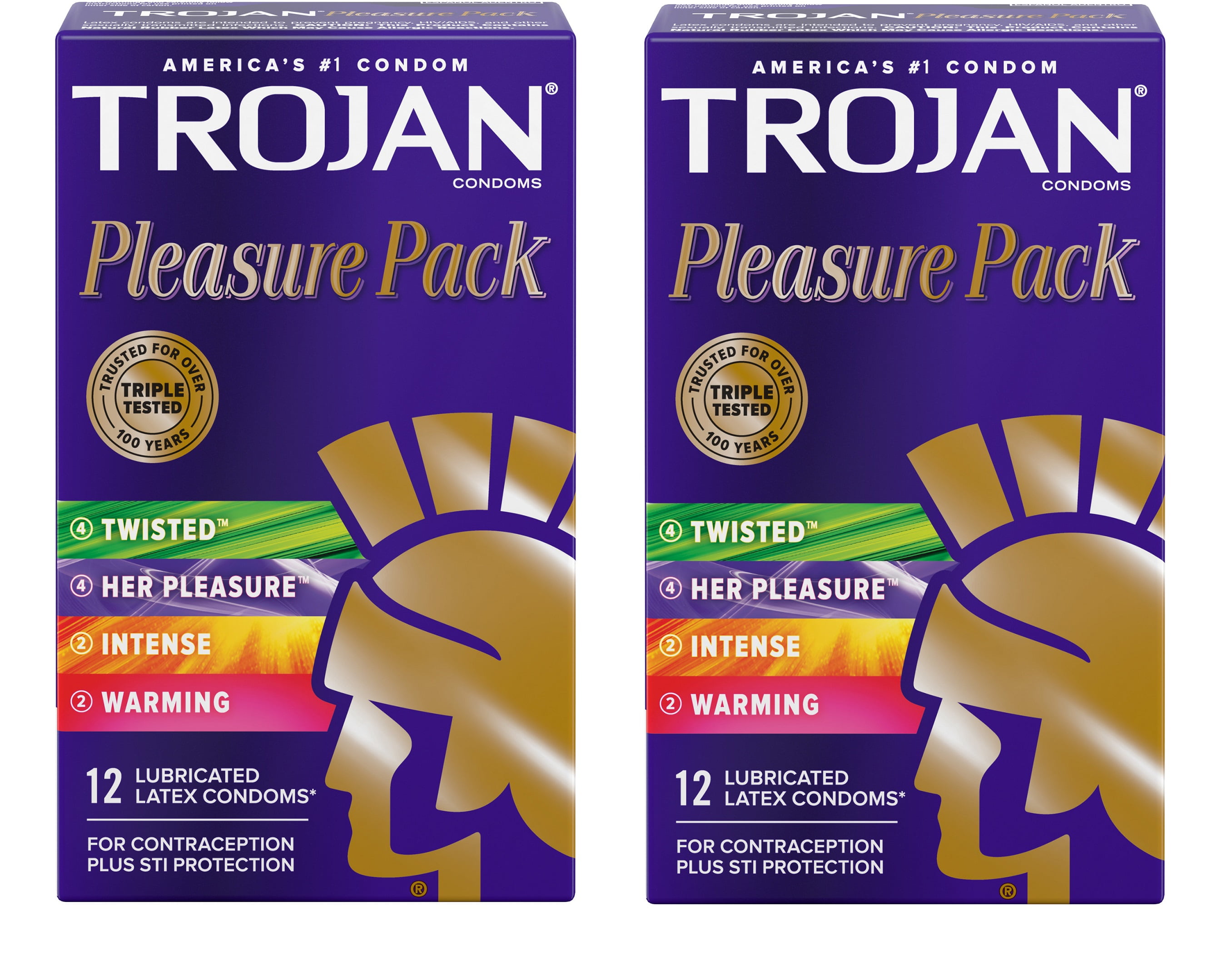 Trojan Pleasure Variety Pack Lubricated Condoms 12 Count (2 Pack