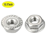 1/4-20 Serrated Flange Hex Lock Nuts 304 Stainless Steel 10 Pcs