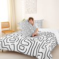 thumbnail image 4 of Homewish Minimalist Lines Full Size Comforter Sets,Modern Abstract Art Bedding Comforter Set,Black White,Reversible,3 Pieces,1 Comforter and 2 Pillowcases, 4 of 7