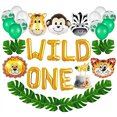 thumbnail image 2 of Wild One Birthday Decoraciones Kit,16 PULGADAS WILD ONE Globos con 12 PCS Hojas de Palma A Lonar Lonar, 2 of 2