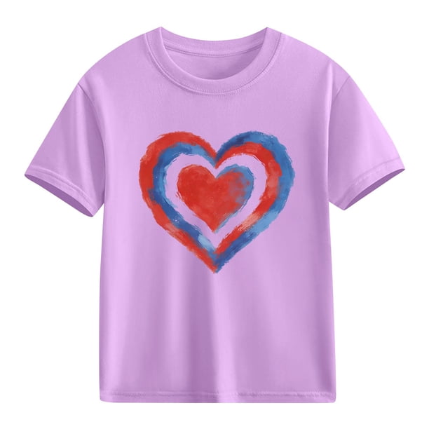 Blusas y camisas de manga corta con cuello redondo para niños y niñas, camisetas gráficas de manga corta, blusas con estampados bonitos para la temporada escolar.