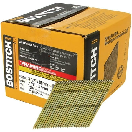 Bostitch, S16D131GAL-FH, Framing Nail, 3-1/2 in, PK2000