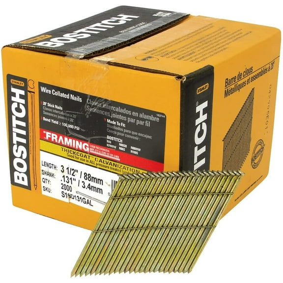 Bostitch, S16D131GAL-FH, Framing Nail, 3-1/2 in, PK2000