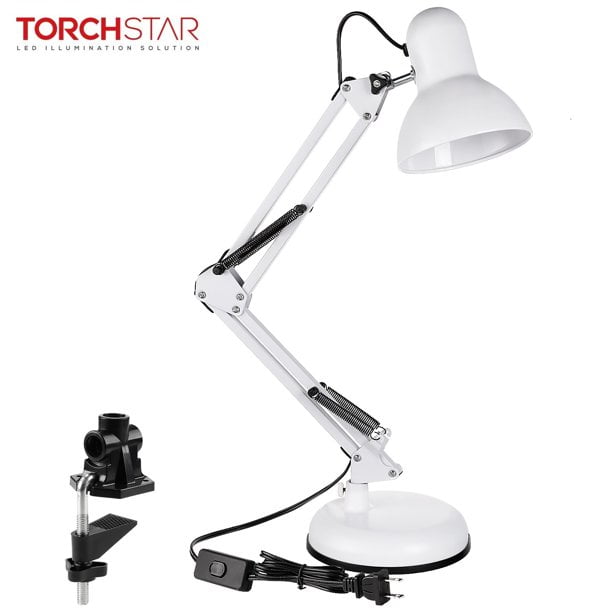 TORCHSTAR LED Clamp Desk Lamp For College Kid' s Room Bedroom Dimmable Black 