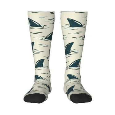 Knee High Socks - Cartoon Wavy Shark Fin Softball Soccer Socks basketball Football Socks Casual Long Socks for Women/Men Tube Socks