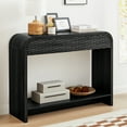 thumbnail image 5 of YOCWO Console Table with 2 Drawer and Open Storage Shelves, Sofa Table Entryway Table with Curved Edge and Carved Ratten Drawer for Living Room Hallway Bedroom, Black, 5 of 6