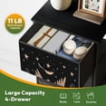 thumbnail image 5 of 4 Drawer Vertical Storage Dresser Boho naive handdrawn style art bird sacred heart night stars love with Wood Top Fabric Pull Drawers, 5 of 8