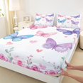 thumbnail image 2 of Manfei Girly Purple Butterfly Twin Sheet Sets for Girls, Romantic Rose Flower Twin Fitted Sheet, Kawaii Cartoon Animal Flat Sheet, Luxury Bedroom Decor, 3pcs, 2 of 6