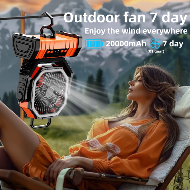 Universal HF-F6 Portable Rechargeable Outdoor Camping Fan USB Table Fan With LED Light And Power Bank For Camping Outdoor