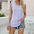 thumbnail image 2 of VSSSJ Women's Tank Tops Sleeveless Comfortable Loose Summer Round Neck Eyelet Pullover T-Shirts Solid Color Basic Versatile Casual Vacation Breathable Vest Purple S, 2 of 5