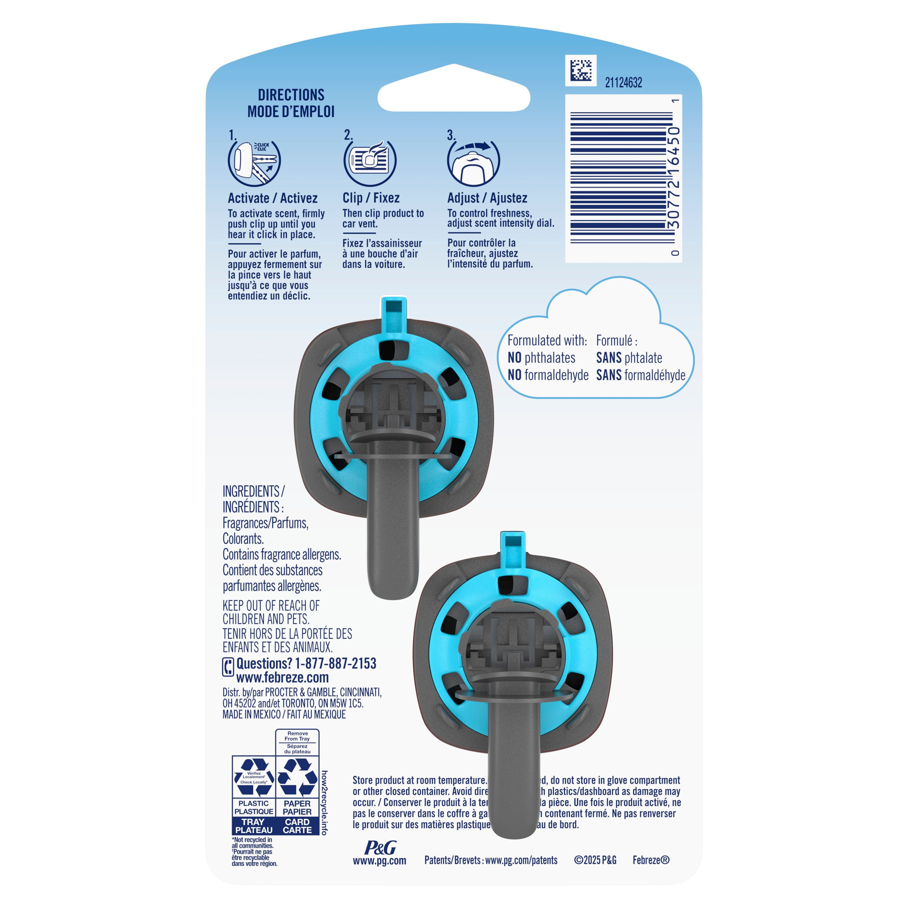 Febreze Car Air Freshener Vent Clip Berry & Bramble Scent, Car Vent Clip, 2ct