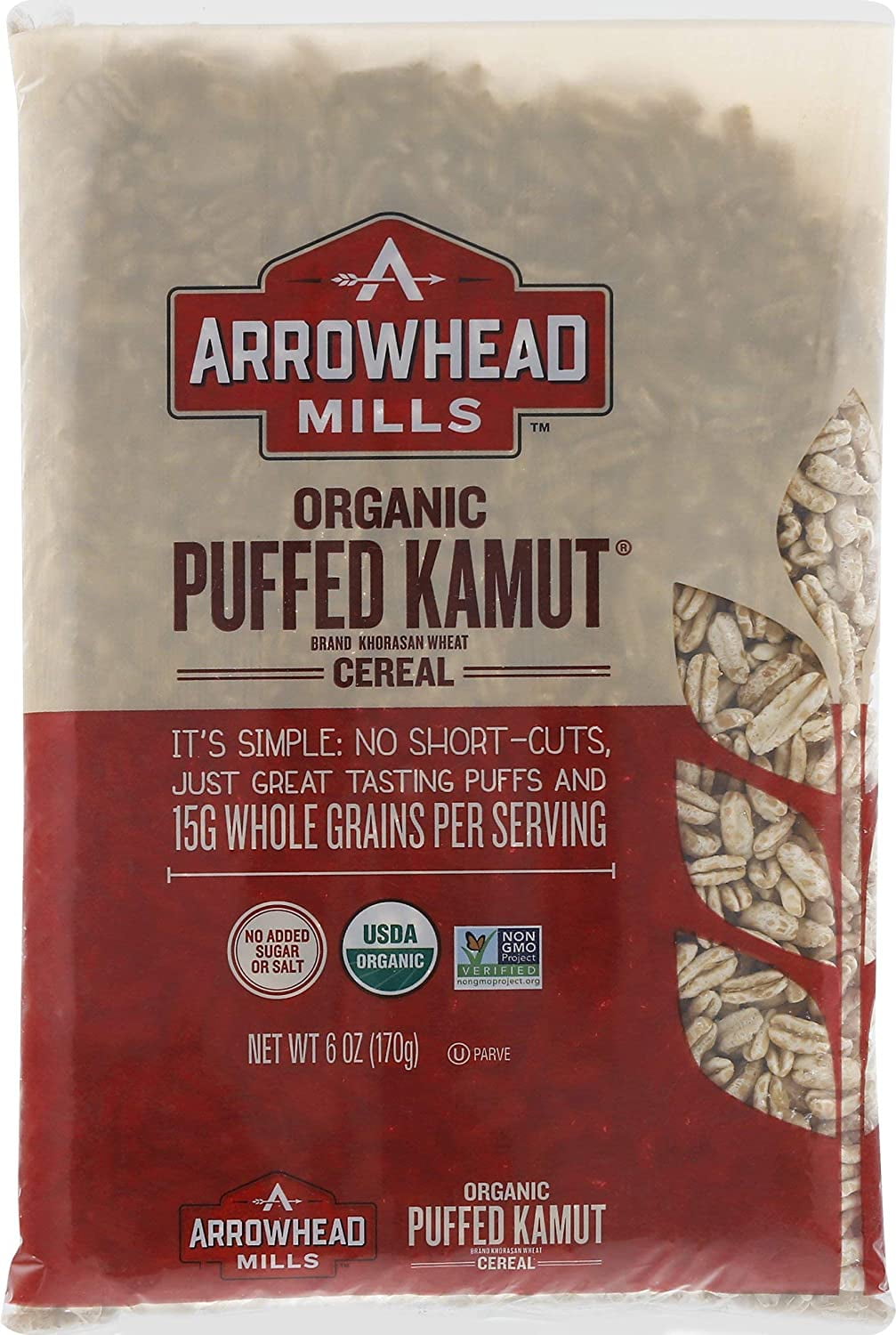 Arrowhead Mills Organic Puffed Kamut Cereal 6 oz. (Pack of 3)