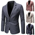 thumbnail image 4 of CEHVOM Fashion Men's Casual Checkered Suit Youth Slim Jacket, 4 of 5