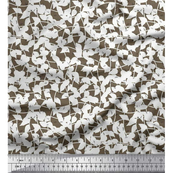 Soimoi Cotton Duck Fabric Branch & Leaves Artistic Decor Fabric Printed Yard 42 Inch Wide