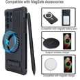 thumbnail image 4 of Biwat-for Samsung Galaxy S21 Ultra Case with S Pen Holder, Replacement S Pen Included, Compatible with MagSafe, Versatile Metal Stand, 3D Texture Leather Back, Military Grade Protection (Case+Pen), 4 of 4
