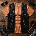 thumbnail image 5 of UDAUDU Personalized Funny T-Shirts with Biker Vest Men Funny 3D T-Shirt, Muscle Man T-Shirt, Realistic Six-Pack Abs Costume Tee Complexion 3XL, 5 of 9