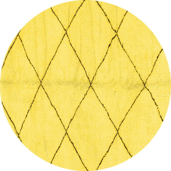 Ahgly Company Indoor Round Solid Yellow Modern Area Rugs, 6' Round