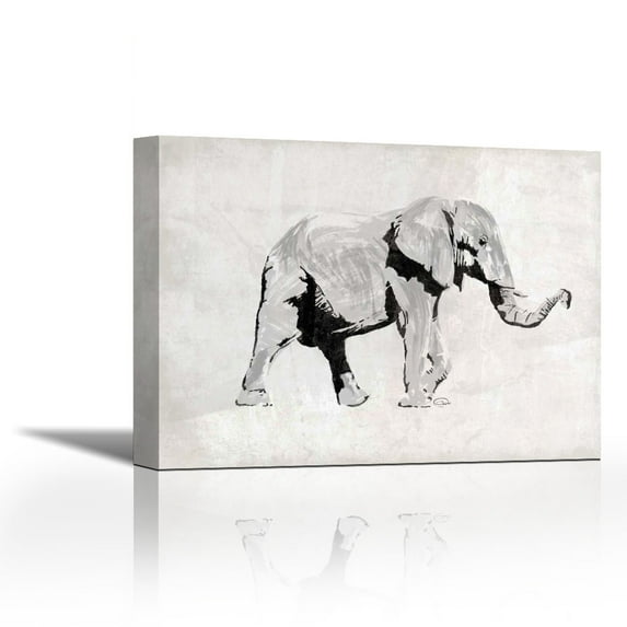 Elephant Trunk Up - Contemporary Fine Art Giclee on Canvas Gallery Wrap - wall décor - Art painting - 36 x 27 Inch - Ready to Hang