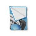 thumbnail image 2 of Pug Soft Flannel Fleece Throw Blanket, Dog Portrait Mirror Sunglasses Hand Drawn Illustration of Pet Animal Funny, Cozy Plush for Indoor and Outdoor Use, 50" x 60", Black Pearl Blue, by Ambesonne, 2 of 5