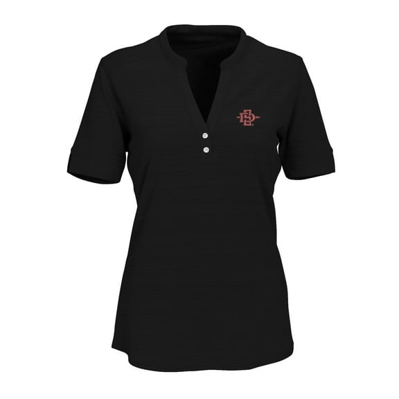 Women's Black San Diego State Aztecs Strata Textured Henley Shirt