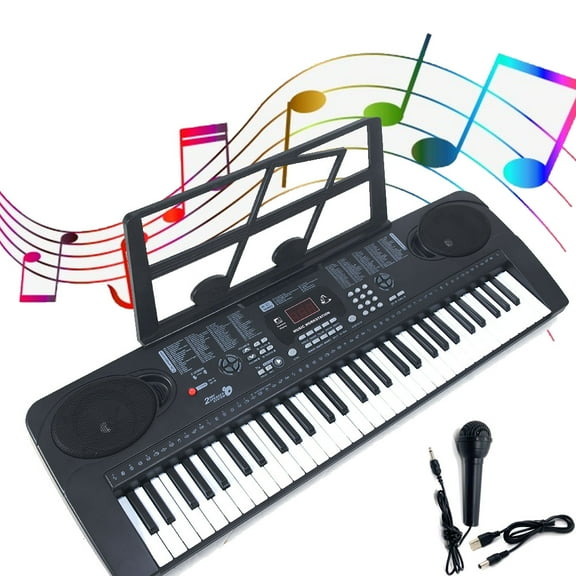 TIANLAIMEI 61 Keys Electric Digital Piano 100 Tones Eectric Keyboard Built-in Microphone with Stand for Beginners Kids Musical Instruments Gifts, Pink