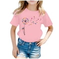 thumbnail image 1 of LUOGENLI T-Shirt pour Filles, Mode Mignonne Imprimée, Col Rond, Manches Courtes, Été Décontracté, Ample, Doux, Invité de Mariage, 8-10 Ans, 1 of 5