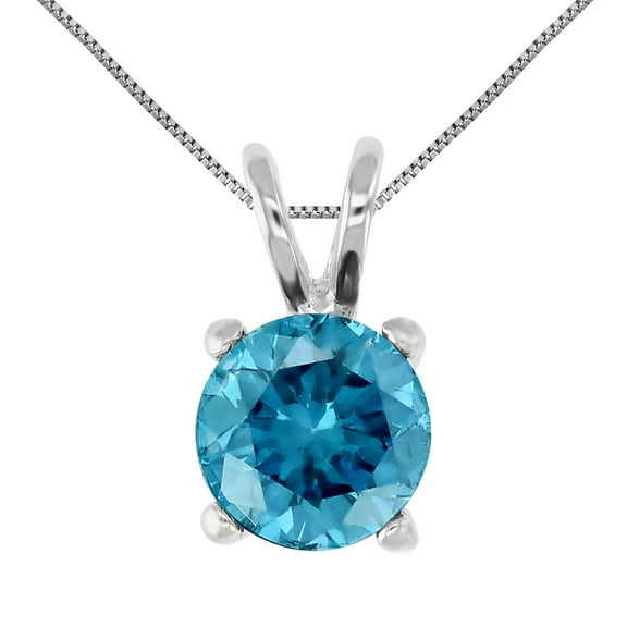 Vir Jewels 1.50 CTTW Blue Diamond Solitaire Pendant Necklace for Women 14K White Gold Round