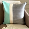 thumbnail image 1 of Custom Pillow Case, Sea Green & Grey 24"x24" (60x60 cm) Throw Pillows, Silk Color Block Patchwork Throw Pillows For Couch, Patchwork Pattern Modern Style - Splendour Sea Green, 1 of 10