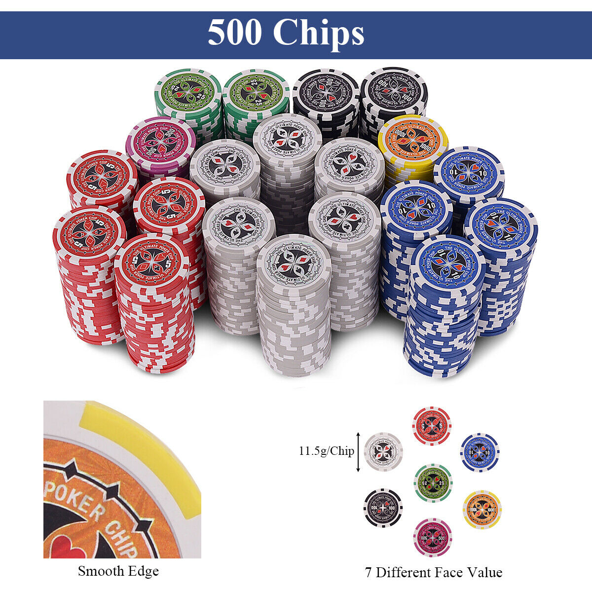 FAST WORLD SHOPPING ® Set Da Poker 100 Fiches Chips Fishes Carte Da Gioco Dadi Giuoco Black Jack Texas Holdem 