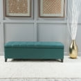 thumbnail image 3 of GDF Studio Wendover Contemporary Fabric Tufted Storage Ottoman Bench, Dark Teal and Dark Brown, 3 of 10