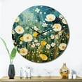 thumbnail image 2 of Designart "Blue White Buttercups Buttercup Meadow" Floral Oversized Wall Clock, 2 of 5