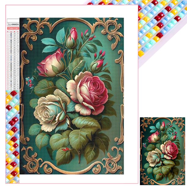 Con Cuentas Cuadradas 5D DIY Kit Flores Vintage Del 45x65cm