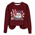 thumbnail image 4 of asdoklhq Sweatshirt for Women Christmas Printed Crew Neck Long Sleeve Pullover Hoodie Wine XL, 4 of 5